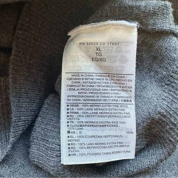 Banana Republic 100% Fine Merino‎ Wool Sweater Gray Size XL - Picture 4 of 4